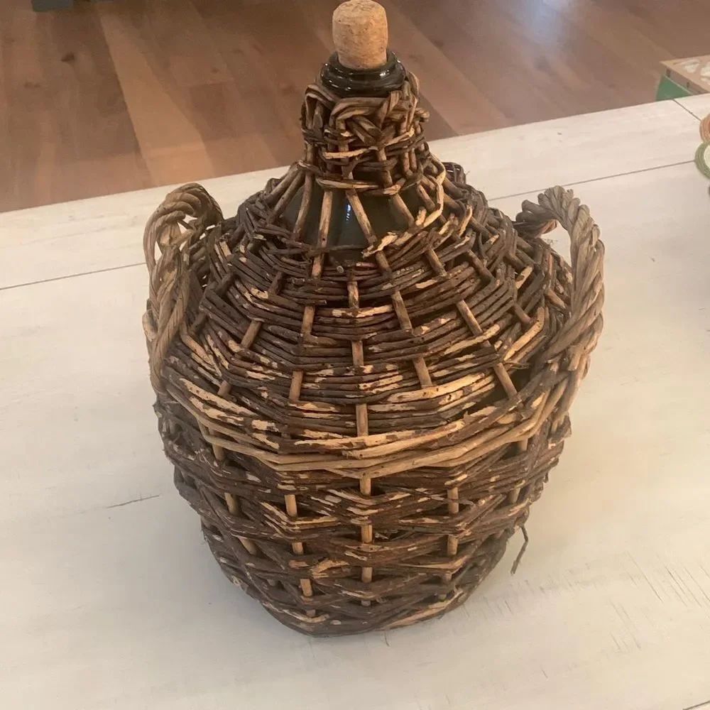 Vintage Straw Wrapped Large Wine Jug